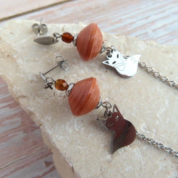 Boucles d'oreilles pendantes artisanales « Étincelle » – Caramel & Renard | perles de papier