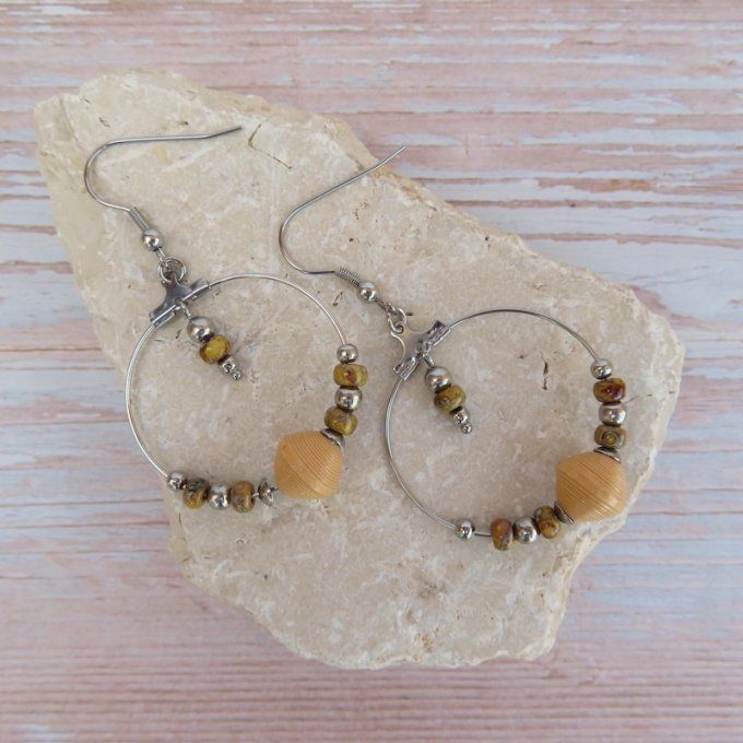 Boucles d'oreilles, créoles rondes - Ocre