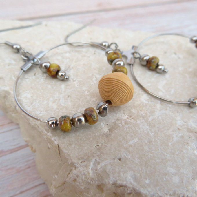Boucles d'oreilles, créoles rondes - Ocre