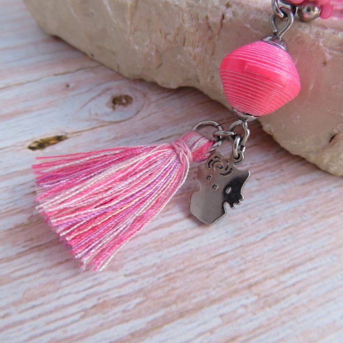 Bracelet « Tournicoti » rose – chaton & cheval