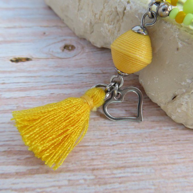 Bracelet « Tournicoti » jaune – cœur & étoile