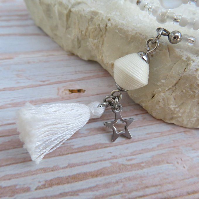 Bracelet « Tournicoti » blanc – étoile & lune