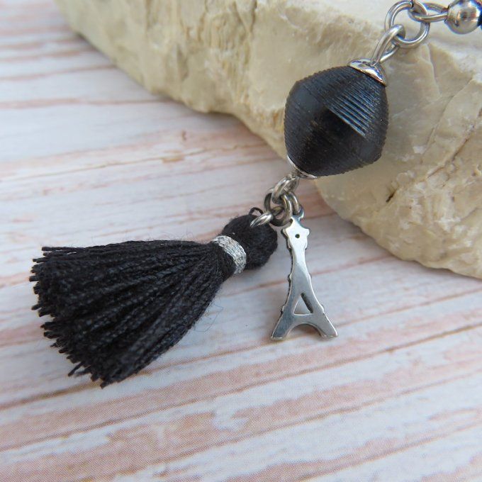Bracelet « Tournicoti » noir – Tour Eiffel & note de musique
