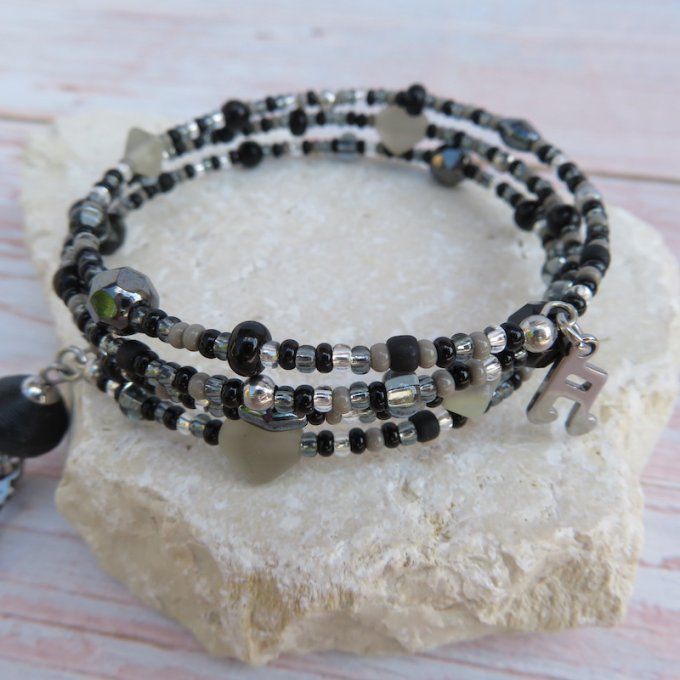 Bracelet « Tournicoti » noir – Tour Eiffel & note de musique